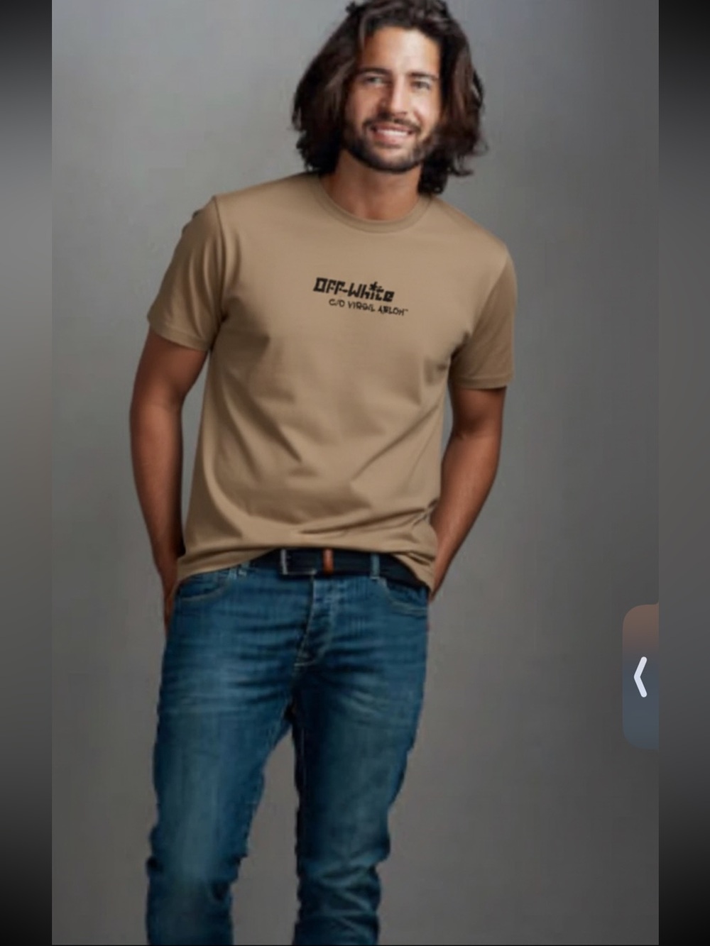 Off-White Men’s Tan Logo T-Shirt